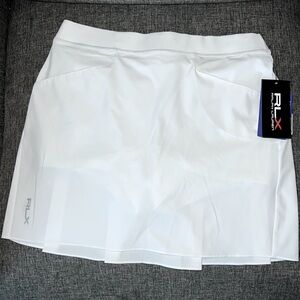 New RLX Ralph Lauren White Back Pleated Stretch Skort Size L/G (12-14)